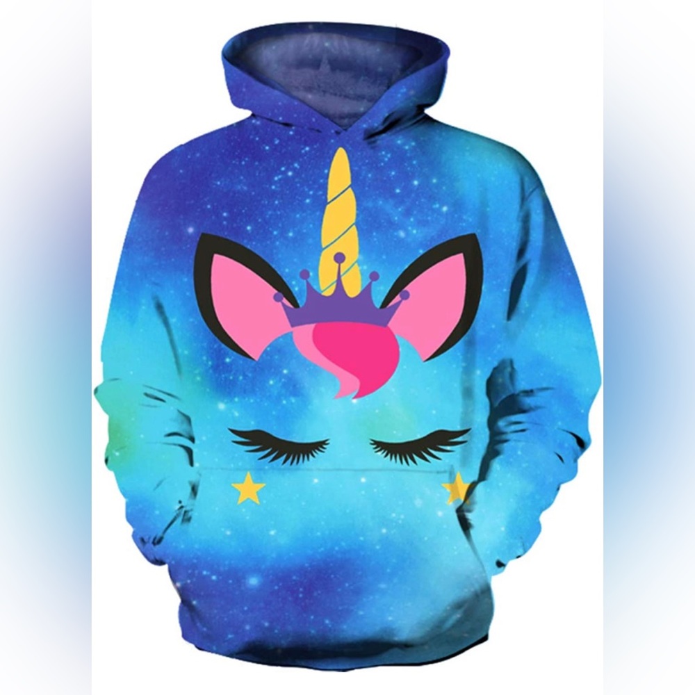 Kids Pullover Magical Galactic Unicorn Hoodie Boys Girls (youth, X-Large) NEW